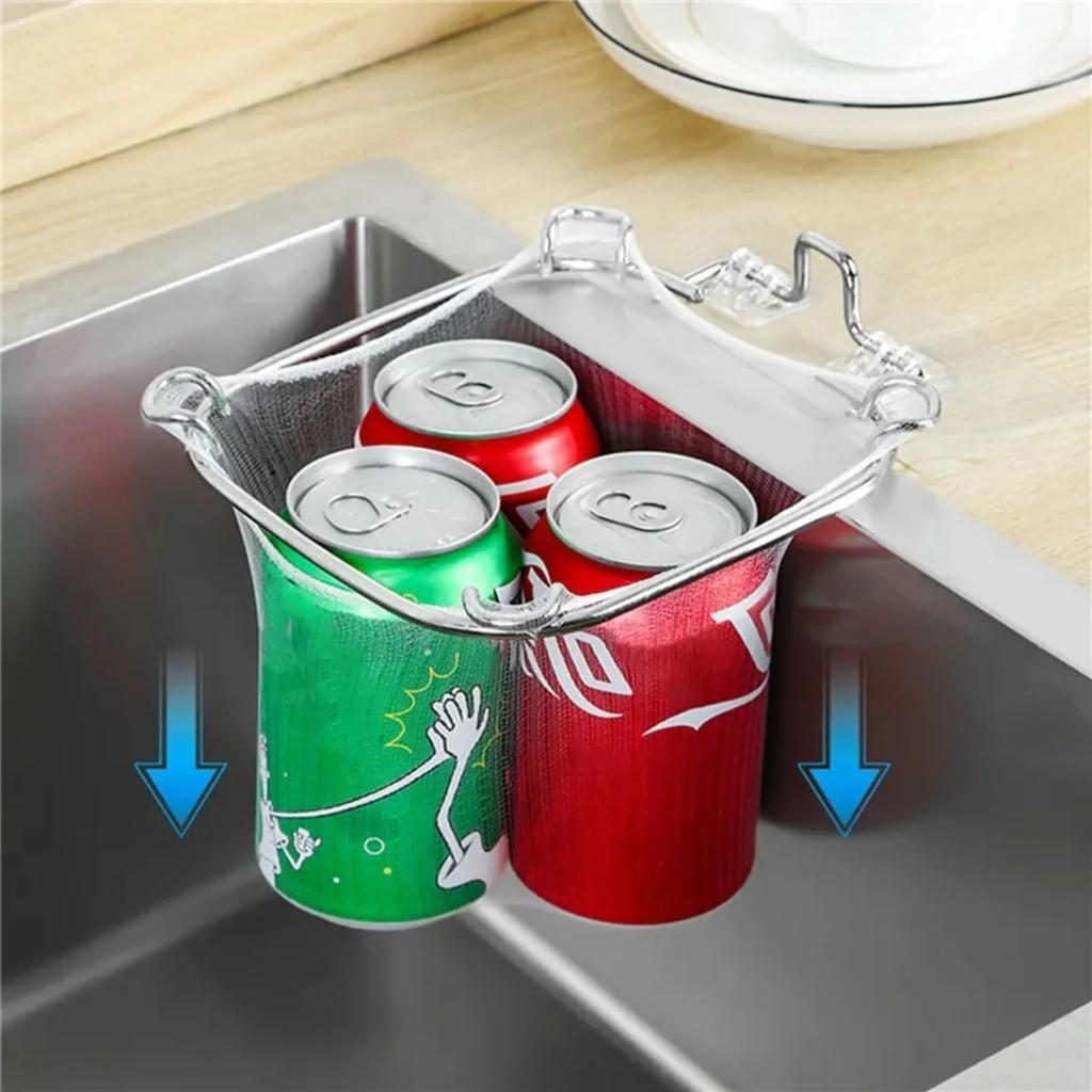 1pc Stainless Steel Sink Filter Drain Rack, Kitchen Mesh Bag Stand, Waste Garbage Net