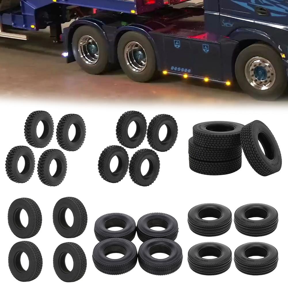 4 Pcs Rubber Tires 80 * 20mm RC Tires Upgrade Parts RC Soft Rubber Wheel Tires for 1:14 Tamiya Tractor Truck RC Car Part