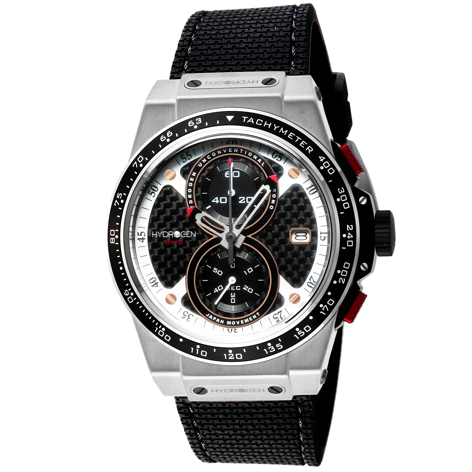

[HYDROGEN] Watch OTTO CHRONO Black Dial Stainless Steel Rubber Quartz 10 ATM Water Resistant 44MM Fashion Apparel Watch HW514400 Men s