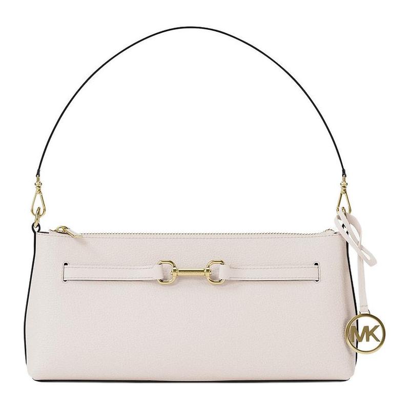 MICHAEL KORS Carson Letter Logo Charm Calfskin Crossbody Shoulder Bag Small Women s Beige бежевый