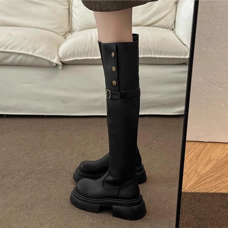 Two wear thick-soled boots for women 2025 autumn and winter new versatile thick heel thick leg circumference boots knight over the knee boots