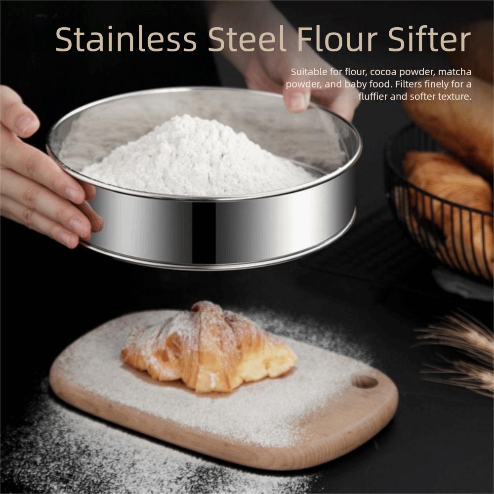 Stainless Steel Flour Sieve Silver Handhold Strainer Sifters Mesh Flour Sifter  Kitchen Supplies