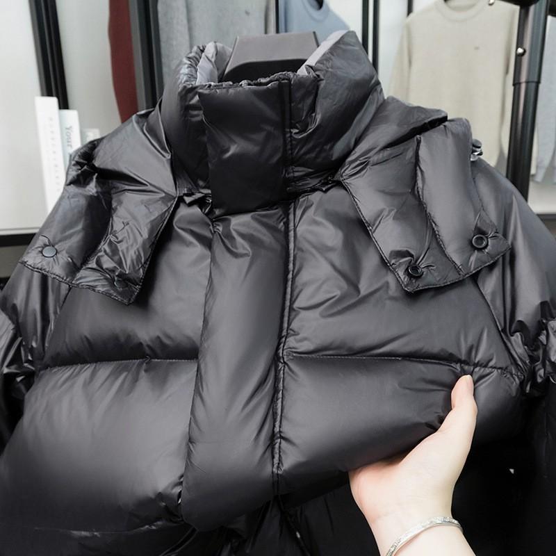 Longue veste d'hiver noire pour homme avec capuche, garniture 90% duvet de canard 650FP, manteau d'hiver chaud, pour un usage quotidien
