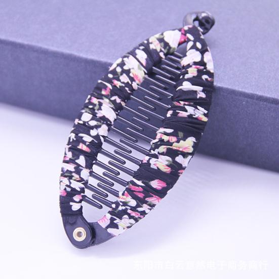 Fashion Lady Floral Print Banana Fish Shape Hairpin Hair Clip Headwear Accessory