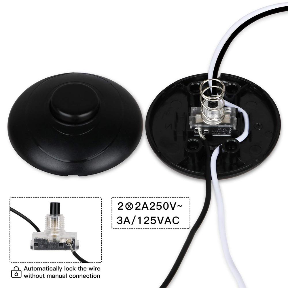 Black Floor Lamp Foot Switch with Step-on-Button Plastic Round Floor Foot Switch  Electrician