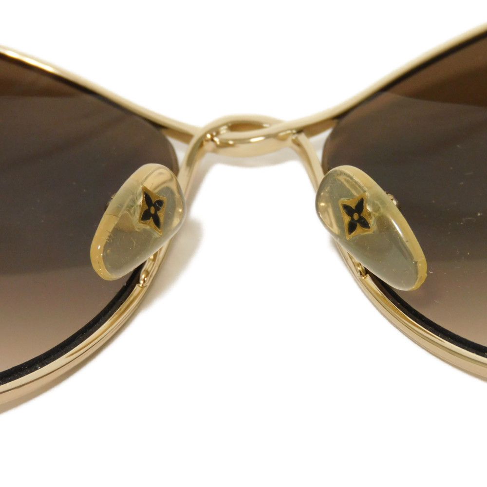 Used Daisy Butterfly Oval with Gold Plated LV Logo in Acetate Brown Gradient (12564 Z0262U 7968) from Japan AUTHENTIC