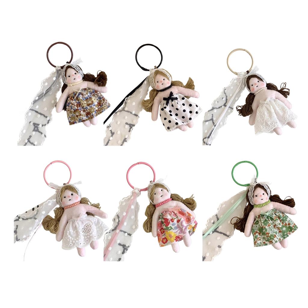 Handmade Doll Keychain Cute Lace Dress Girl Shaped Car Pendant Stylish Bag Accessory for Women Girls Colorful Keyring