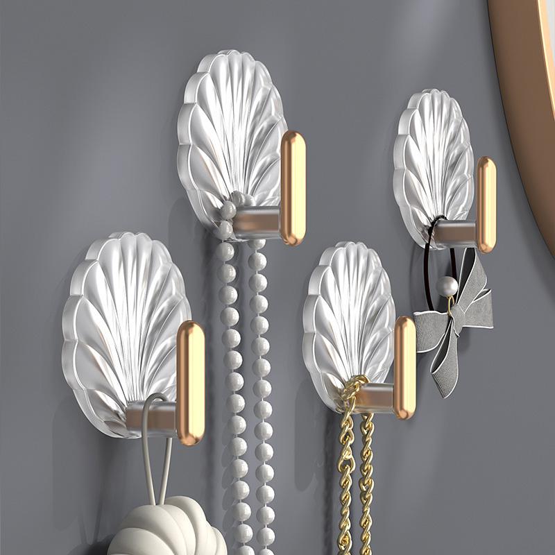 4/8Pcs Creative Shell Shape Wall Hook Bathroom Multifunction Punch-Free Hooks Coat Hanger Home Decoration Self-Adhesive Hooks