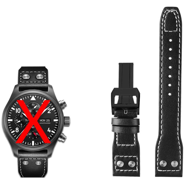 21mm 22mm Genuine Leather Watch Band For Iwc Big Pilot Flamethrower Little Prince Mark 18 Strap Willow Nail Bracelet Blue Black