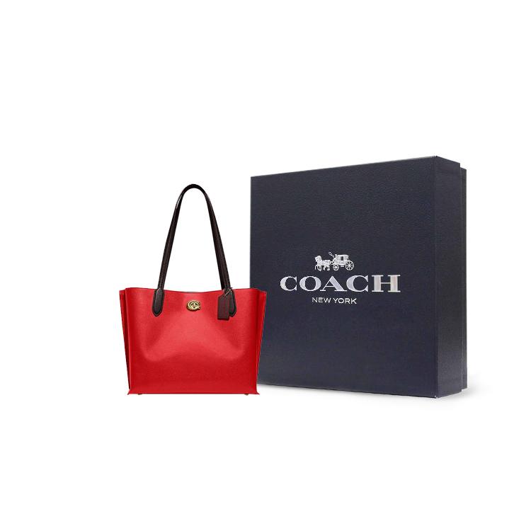 New COACH Willow Split Cow Leather Tote Bag Shopping Bag Handbag Shoulder Bag Large Size Women's True Red C0691-B4UQ0