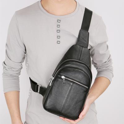 Men's Chest Top Layer Cowhide Men's Shoulder Bag Casual Crossbody Bag Men's Leather Men's Bag Multi-layer Men's Chest Bag Backpack