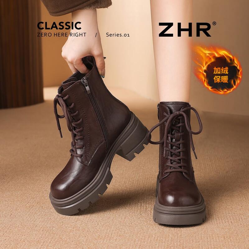 ZHR Women s Winter Plus Velvet Platform Martin Boots 37