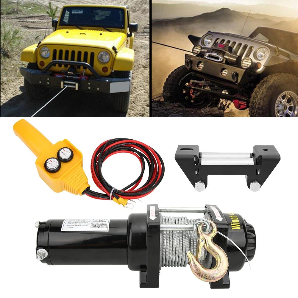 Electric Winch Mechanical Accessory 12V 4500lb Industrial Vehicle Dual Use for Off Road