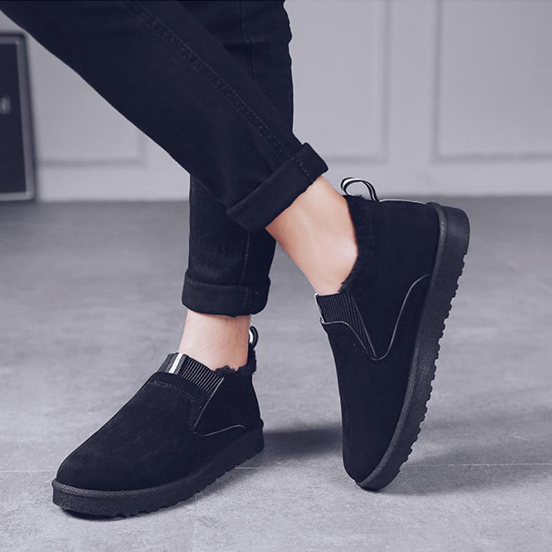 Zimowe Męskie Śniegowce Męskie Zimowe Plus Aksamit Ciepło Grube Antypoślizgowe Bawełniane Buty Okrągły Nosek Wygodne Sneakersy Casualowe Płaskie Buty