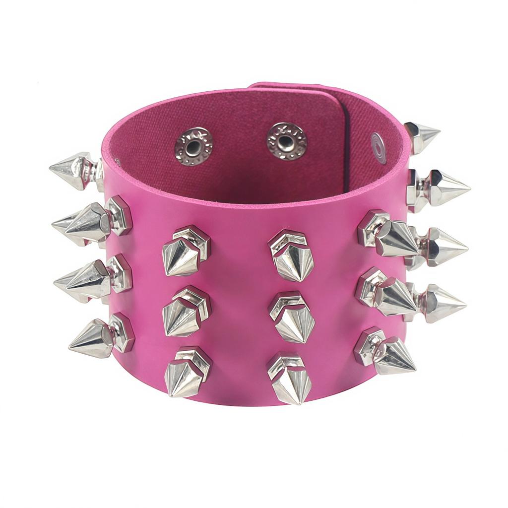 DIEZI Punk Gothic Goth Men Leopard Bracelet For Women Men Harajuku Vintage Black PU Leather Rivet Charm Bracelet Bangles Jewelry
