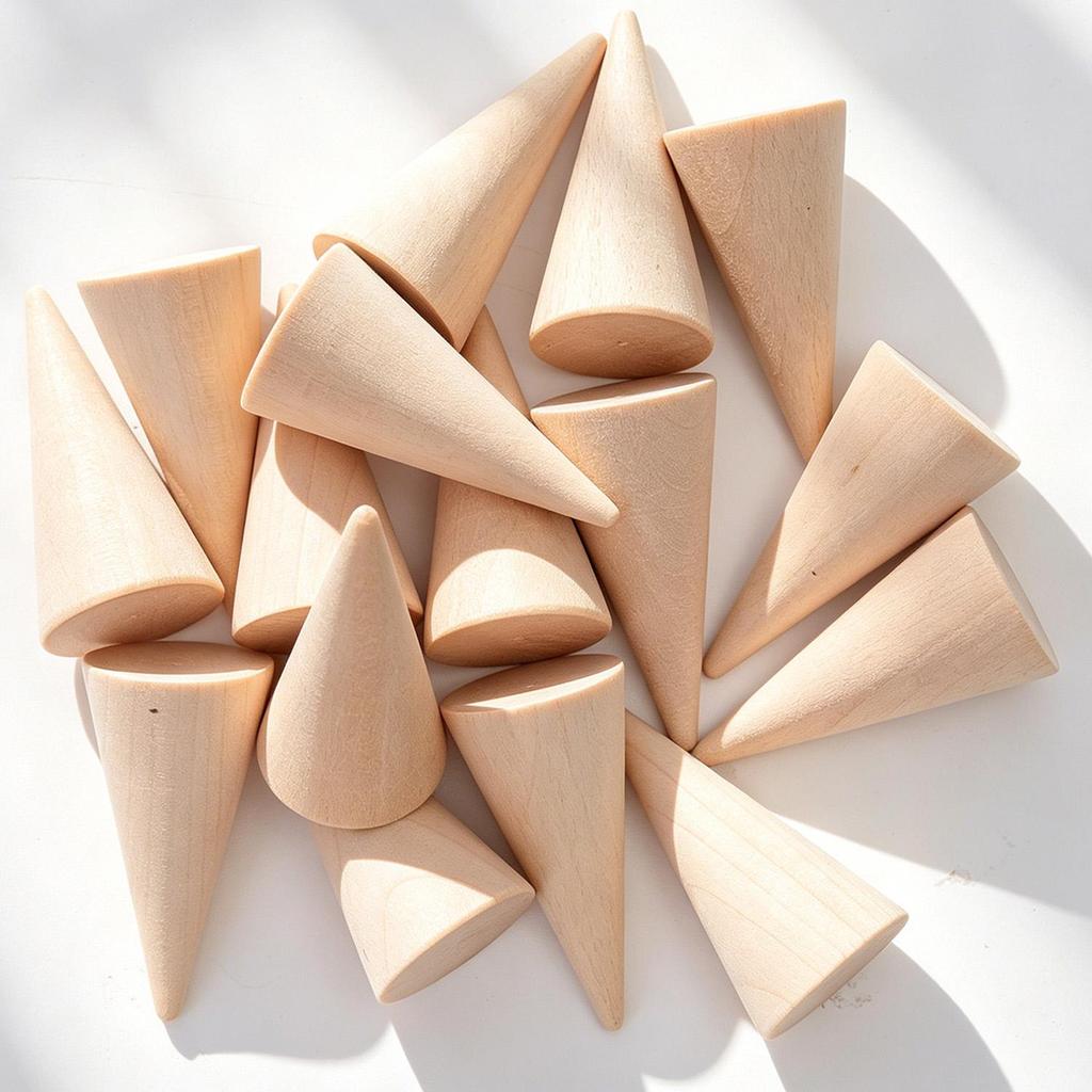 1-20Pack Natural Wood Cone Ring Holder Finger Jewelry Display Stand Organizer for DIY Craft