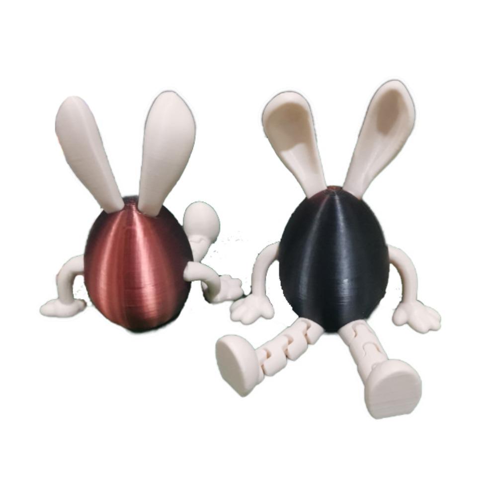 Funny Cartoon 3D Printed Bunny Model Movable Portable Easter Egg Plastic Easter Decoration Easter Celebration