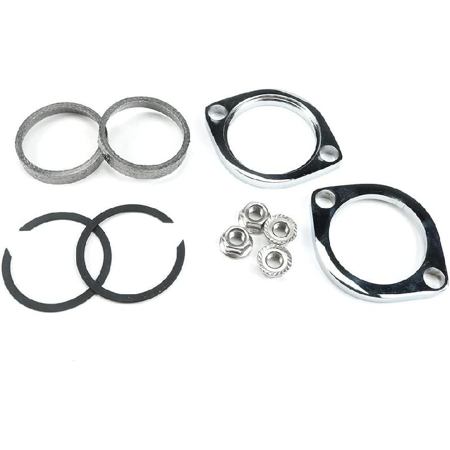 Nytt Avgasfläns Monteringskit Par Flänsar Packningar C-klämmor Muttrar Brickor för Harley Davidson, 30-0205
