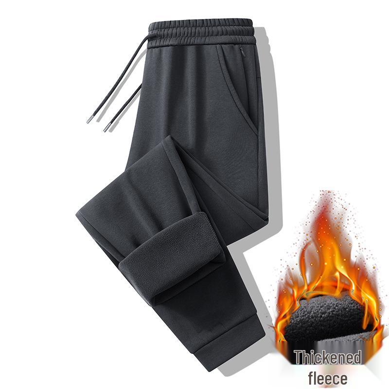 Men's Plus Velvet Thickened Coral Fleece Sweatpants for Autumn/Winter - Large Size Casual Dad Pants
