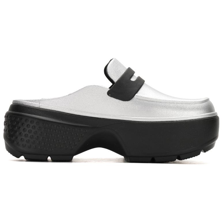 Crocs Stomp Loafer Silver Black Unisex Sneakers 210363-01V