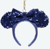 Minnie Mouse Sequin Headband Keychain Blue Keychain Tokyo Disney Resort Exclusive