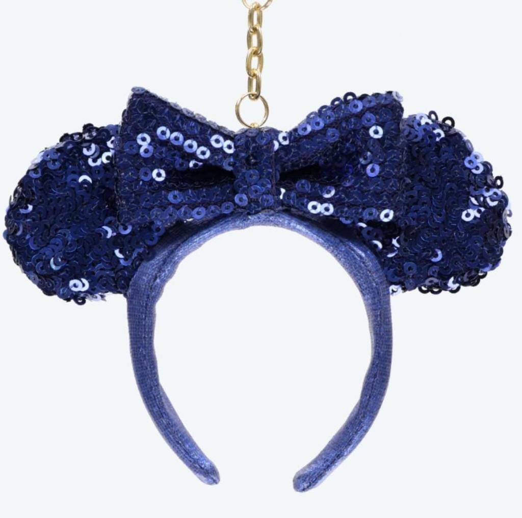 Minnie Mouse Sequin Headband Keychain Blue Keychain Tokyo Disney Resort Exclusive