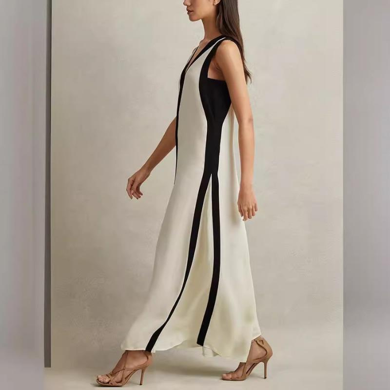 Summer Sexy Double-sided V-neck Contrasting Casual Dress for Women