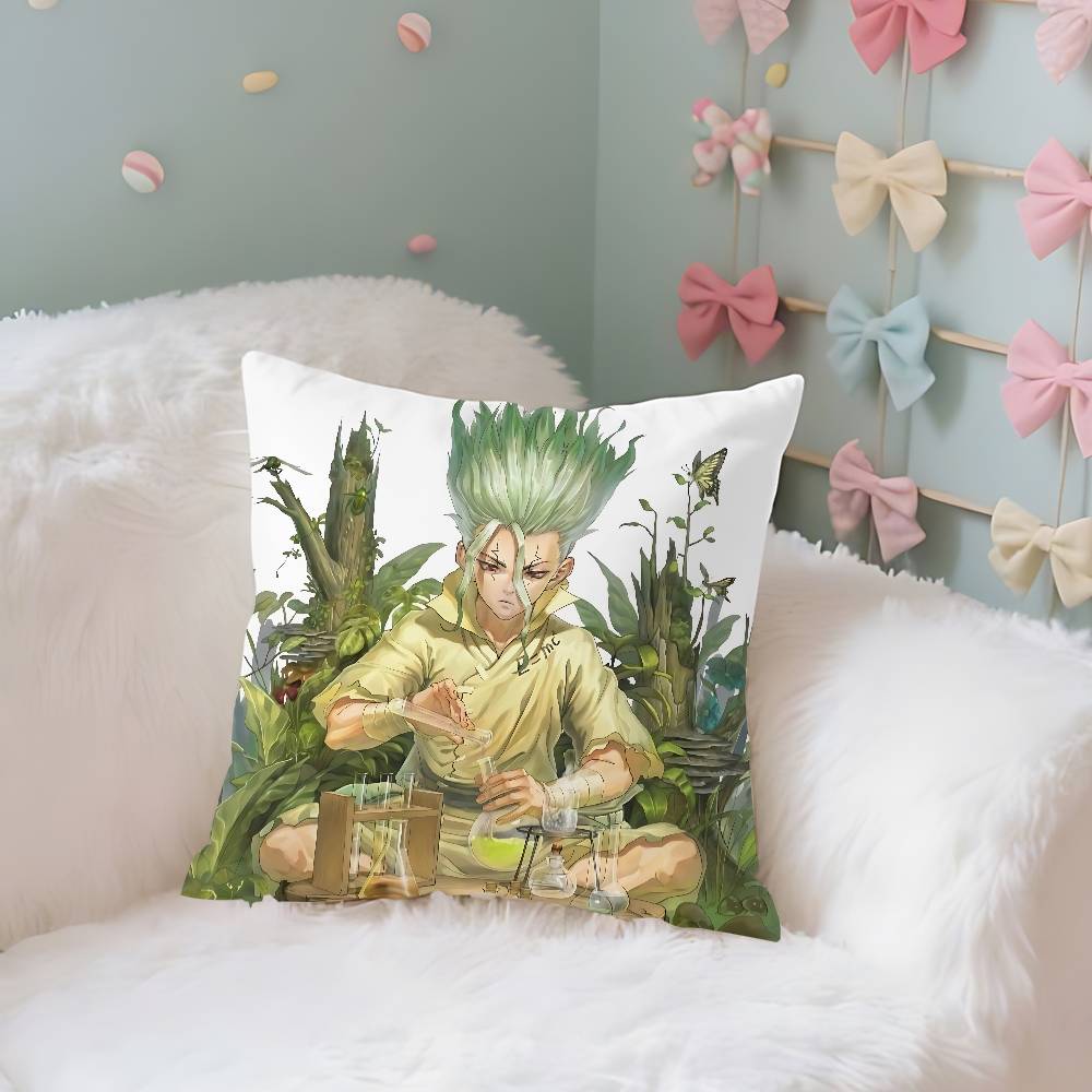 Anime D-Dr. Stone Pillow Case Cushion Cover Soft Cute Throw Pillow Case For Car Sofa Pillowcase Polyester With Zipper