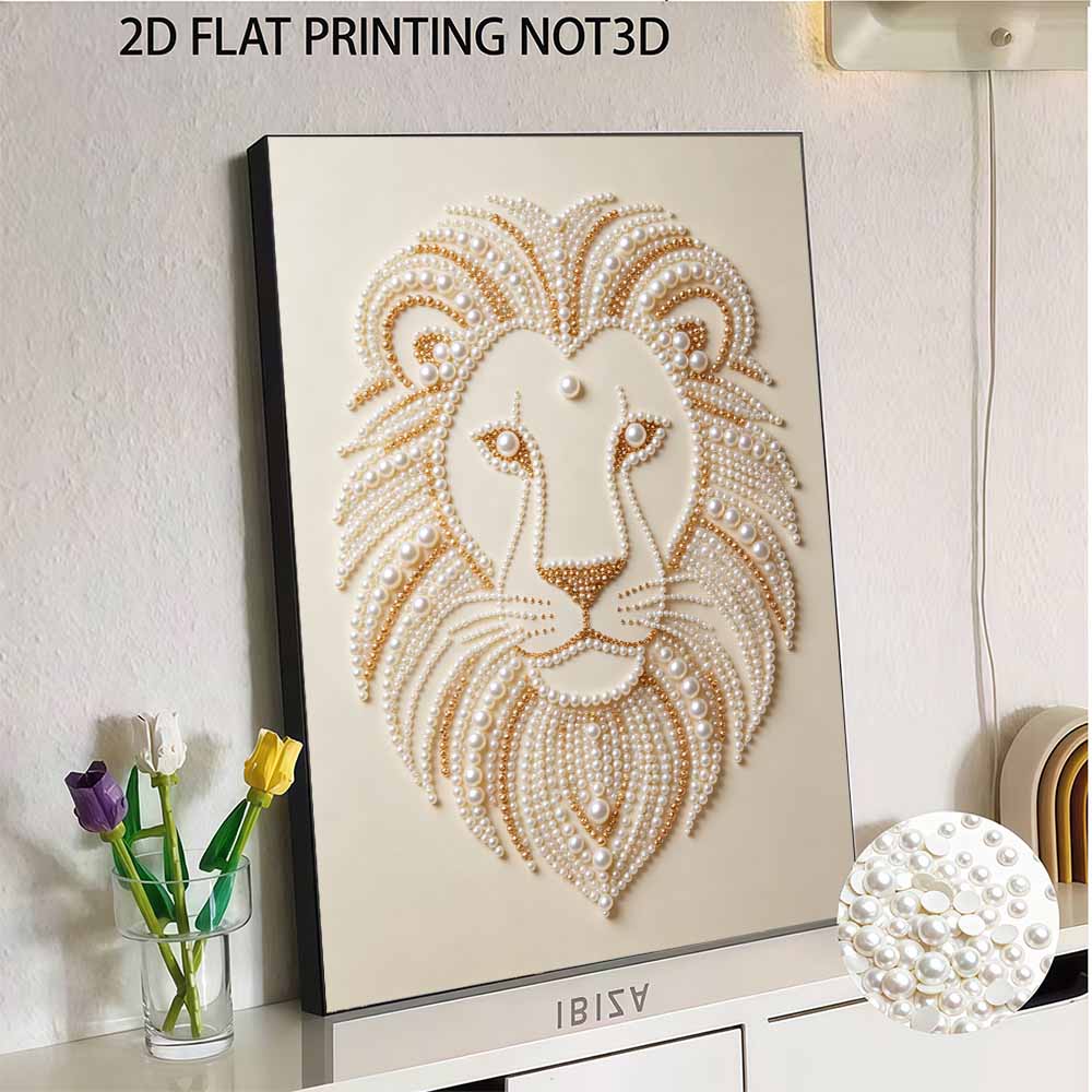 DIY Pearl Embroidery Diamond Painting Kit Majestic Lion Sparkling Beads Art Craft Handmade Decoration Gift for Home
