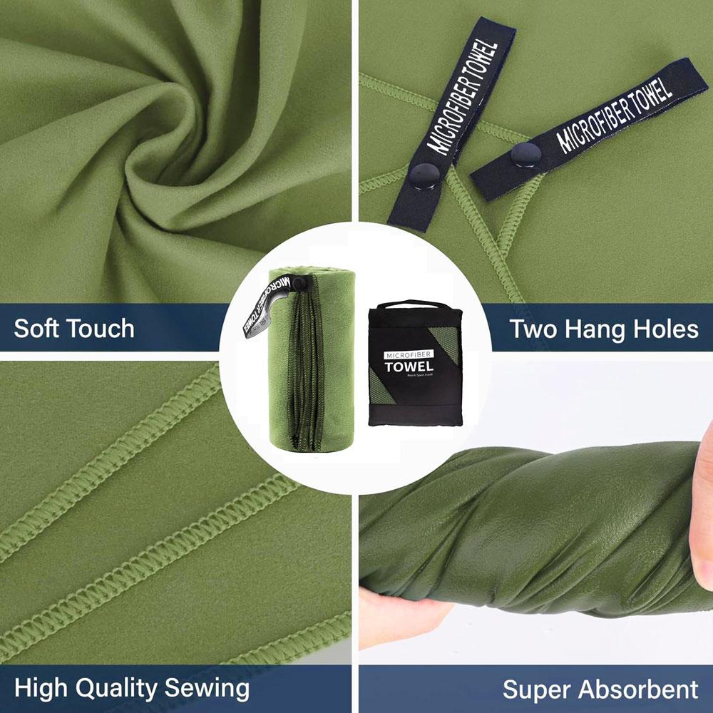 Toalha Esportiva Secagem Rápida Microfibra Super Absorvente Leve Academia Praia Para Fitness Natação Viagem Portátil Bolsa de Rede Multi