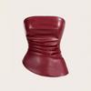 Womens Sexy Sleeveless Fitted PU Leather Corset Top Streetwear Party Clubwear
