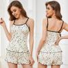 Damen-Nachtwäsche, bedrucktes Pyjama-Set, dünnes, bequemes Slip-Shirt, kurze Hose, Schlafanzüge, Heimkleidung, sexy Nacht, lässige Lounge-Kleidung