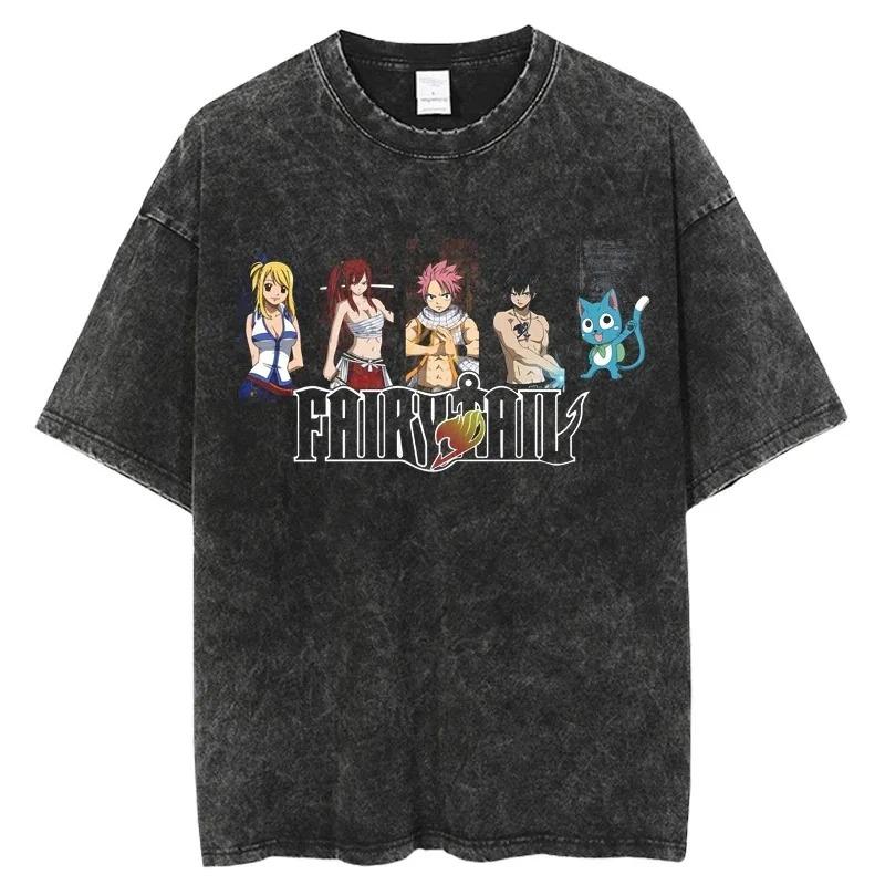 

FAIRY TAIL Anime Manga Peripherals Tshirt Natsu Lucy Happy Oversized hot product high quality Unisex Couples Highend Luxury S