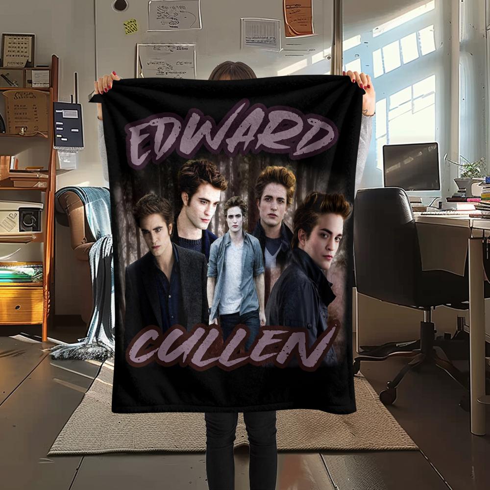 1 Stück Edward Cullen Druck Flanelldecke, Hohe Qualität für alle Jahreszeiten, Heimdekoration, Wärme und Komfort, Perfekt für Weihnachtsgeschenke