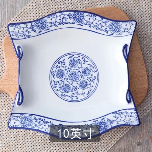 

Hand Painted Blue and White Creative Ceramic Plate Fruit Salad Dinner Plate Home Hotel Restaurant Irregular Decoration Tableware