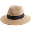 Women Straw Panama Hat Travel Fedora Beach Sun Hat Summer Wide Brim Straw Roll Up Hats UPF 50+