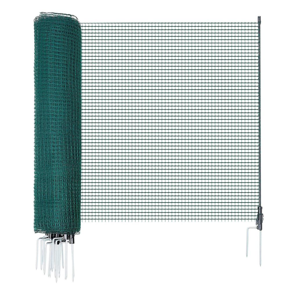 Temporary Fence with Posts, 1.2 X 20m Plastic Mesh Fencing, Garden Safety Fences Netting with Double-Spike Stakes & Guy Ropes, Temporary Fence for