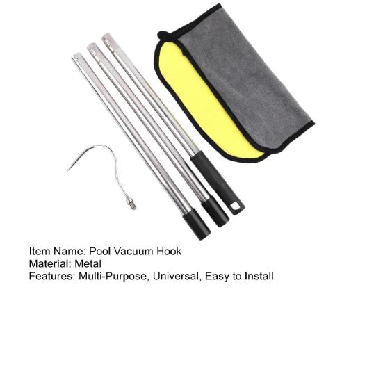 Pool Vacuum Retrieval Hook with Adjustable Telescopic Pole Stainless Steel Hook for Robotic Pool Cleaners Universal Pool Cleaner Retrieval Tool