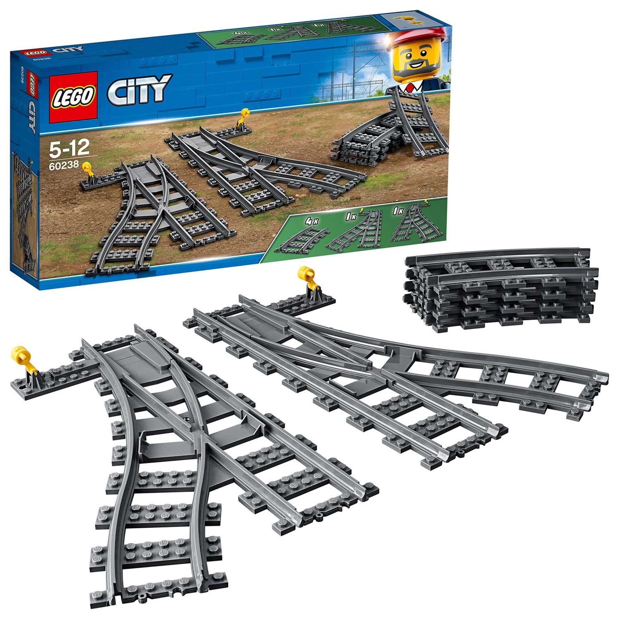LEGO City Crossing Track Set Building Blocks Educational Toy for Boys and Girls 5-8 Years Old City Building 60238