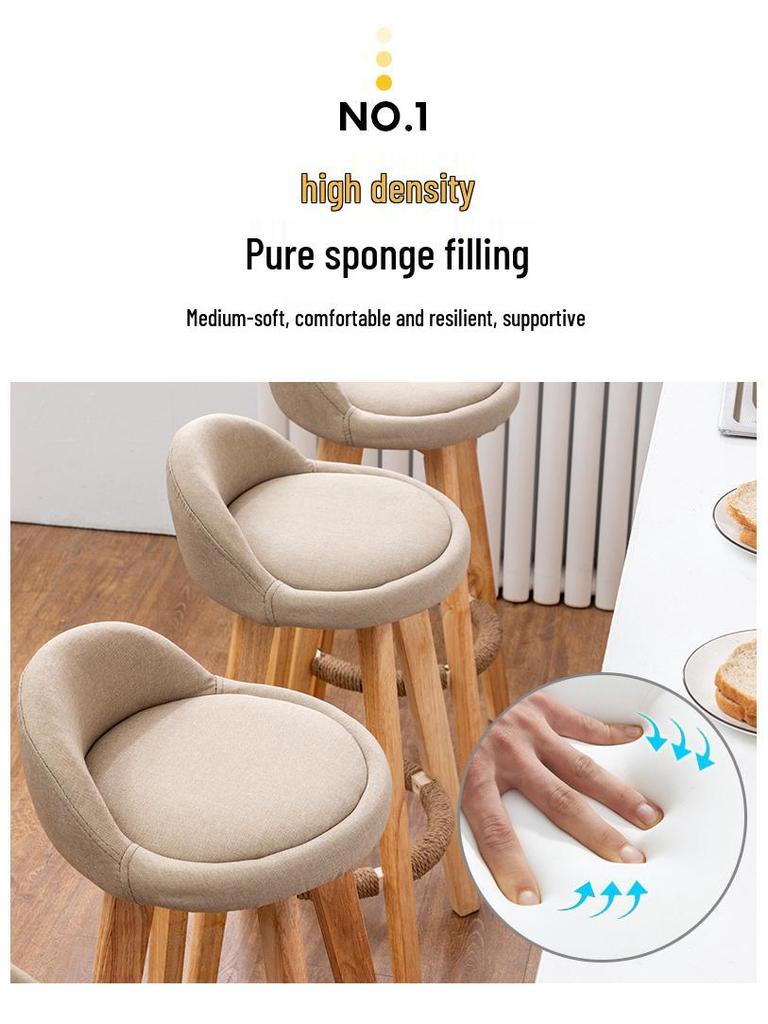 Nordic Solid Wood Swivel Bar Stool - Modern Minimalist Design for Home Bars