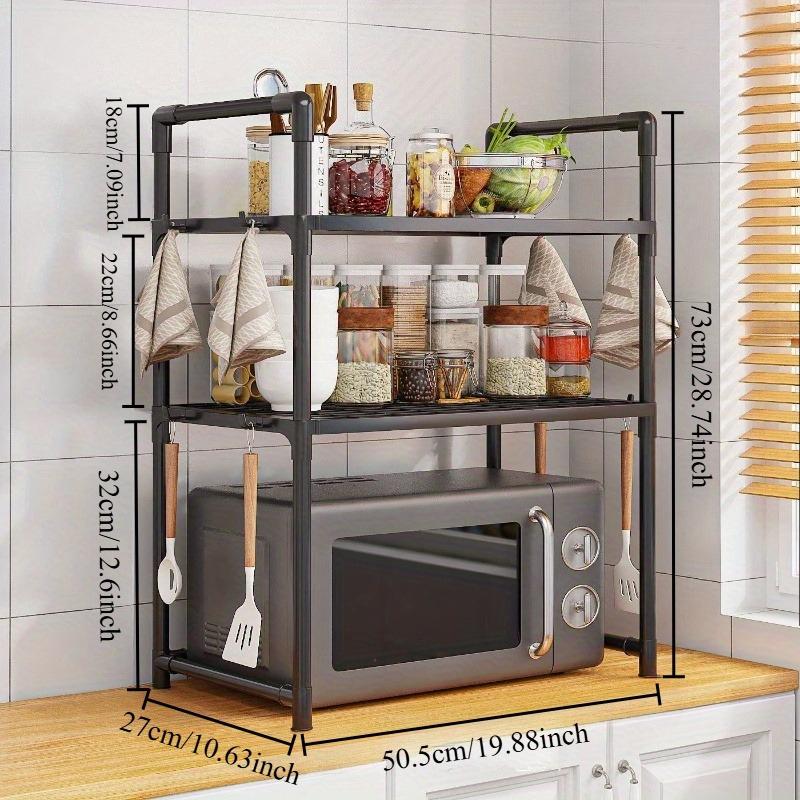 

Microwave Oven Storage Rack,Seasoning Storage Rack,and Desktop Storage Rack Suitable for Oven,Suitable for Household Kitchen Use чёрный