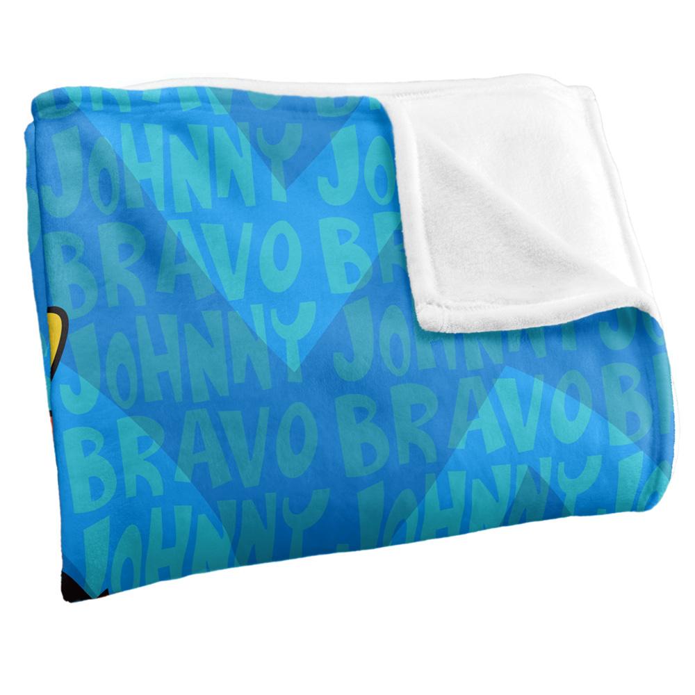 Johnny Bravo Silky Repeat Logo Supersoft Blanket