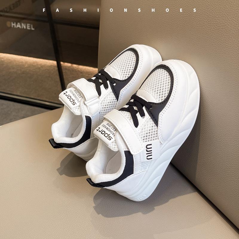 Boys little white shoes breathable spring and autumn 2025 board shoes children's mesh shoes girls shoes sports shoes older children's mesh children