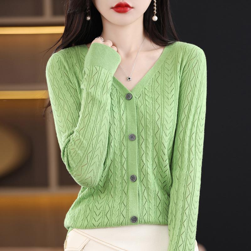 V-hals Uitgesneden Gekamde Wol Vest voor Dames In Lente en Herfst Nieuwe Stijl Airconditioning Shirt Gebreide Jas Dunne Top