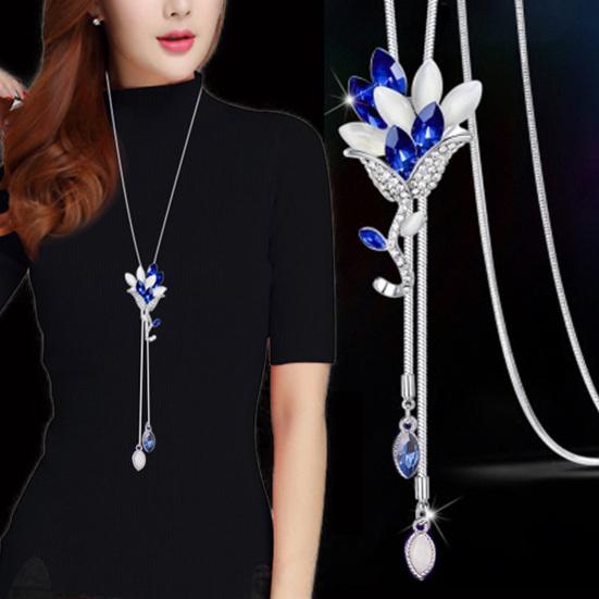 Clavicle Chain Electroplating Rhinestone Two Ways Wearing Heart-shaped High Gloss Decorate Neck Ornament Transform Luxury Four Leaf Clover Pendant