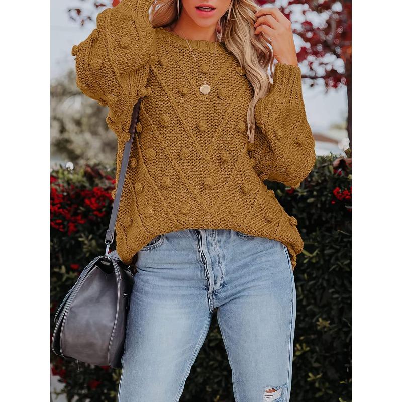 Autumn and winter new hairball knitted sweater loose long sleeve pullover sweater women's clothing