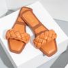 2020 النعال المنسوجة النساء الانزلاق على الشرائح موضة العلامة التجارية ساحة تو الجلود صندل مسطح الإناث في الهواء الطلق النعال غير رسمية الوجه يتخبط