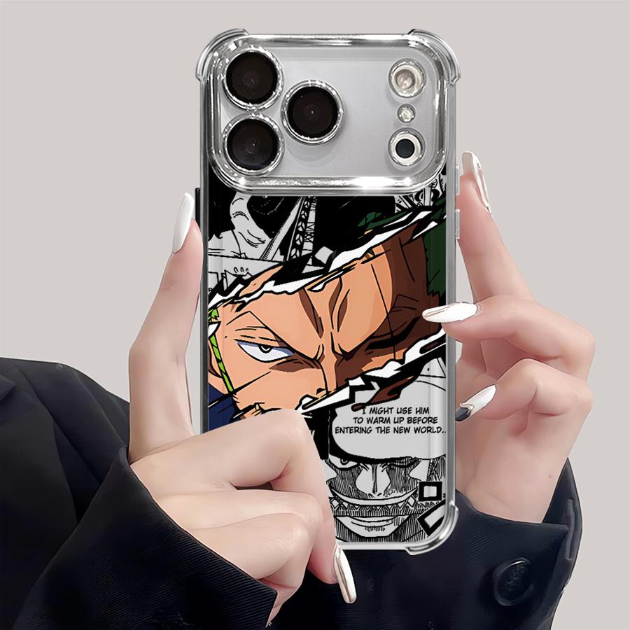 One Pieces Luffys Zoro Plating Phone Case For iPhone 17 17e 16e 16 15 14 13 12 11 Pro Max XSMax Mini Air Plus Anti-Fall Airabag