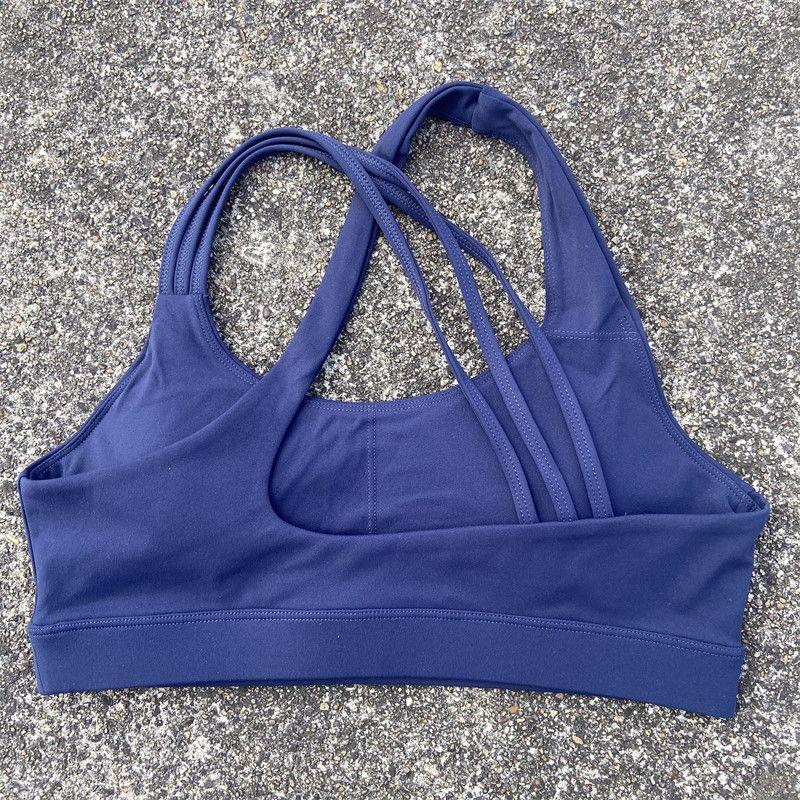 

Sexy Cross-Back Sports Bra European and American Style Naked-Feel Fitness Underwear Outerwear Tight Yoga Tank Top for Women S (45-50kg) Navy blue