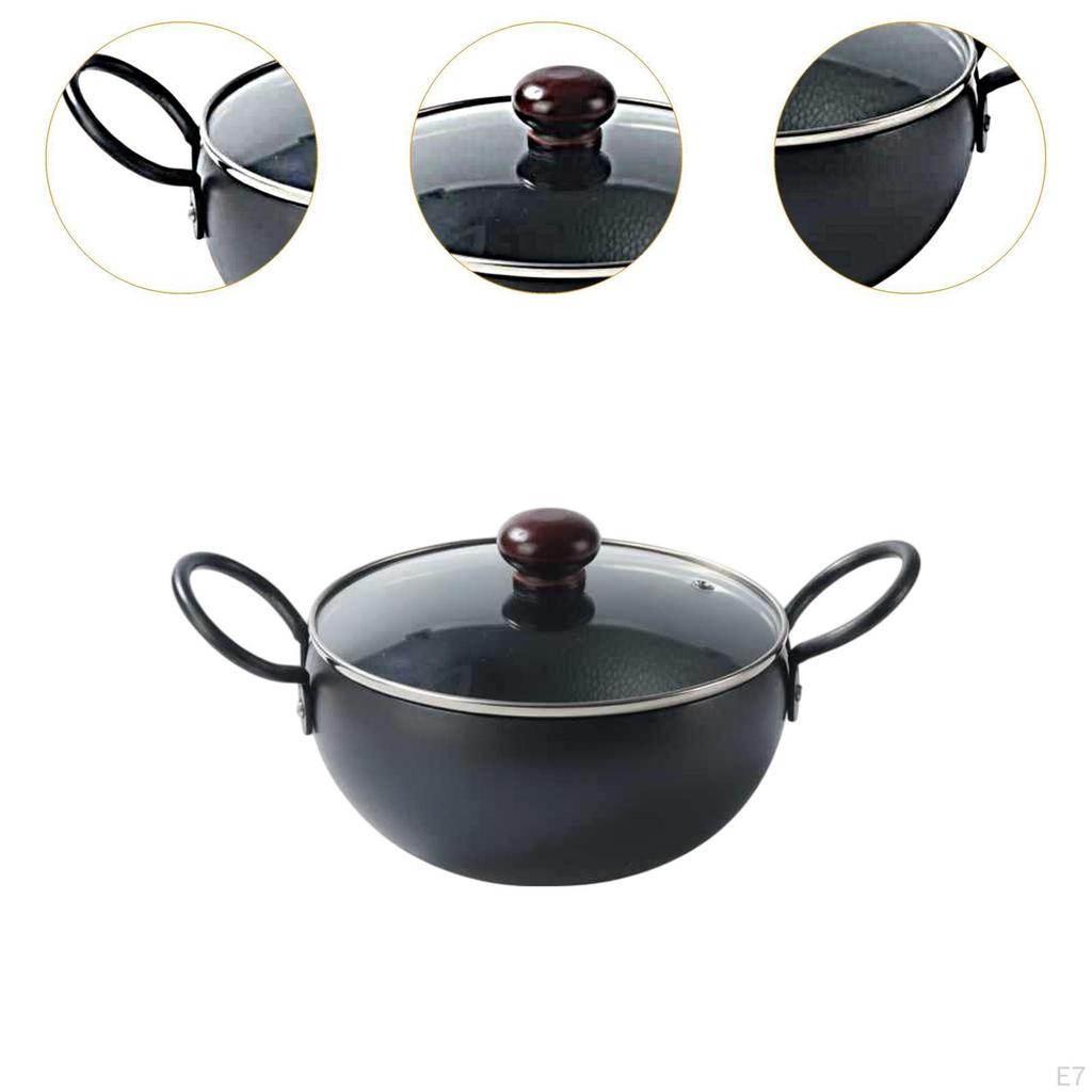 Iron Cooking Pot with Glass Lid for Soup And Noodles In Kitchen